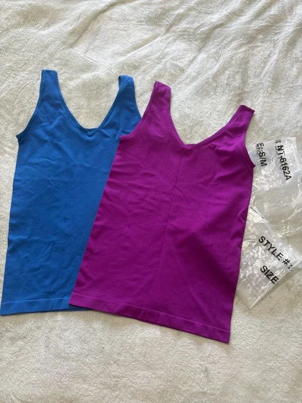 Tank top set of two purple blue layering compression gym running athletic basic